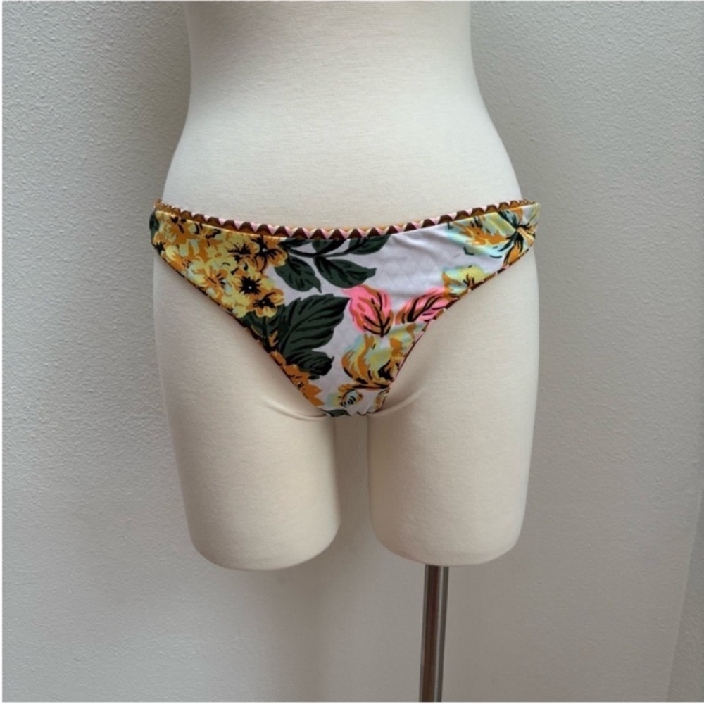 Maaji Floral Bikini Bottom Reversible Geometric Retro Swim Yellow Size Large Xl - Picture 2 of 14